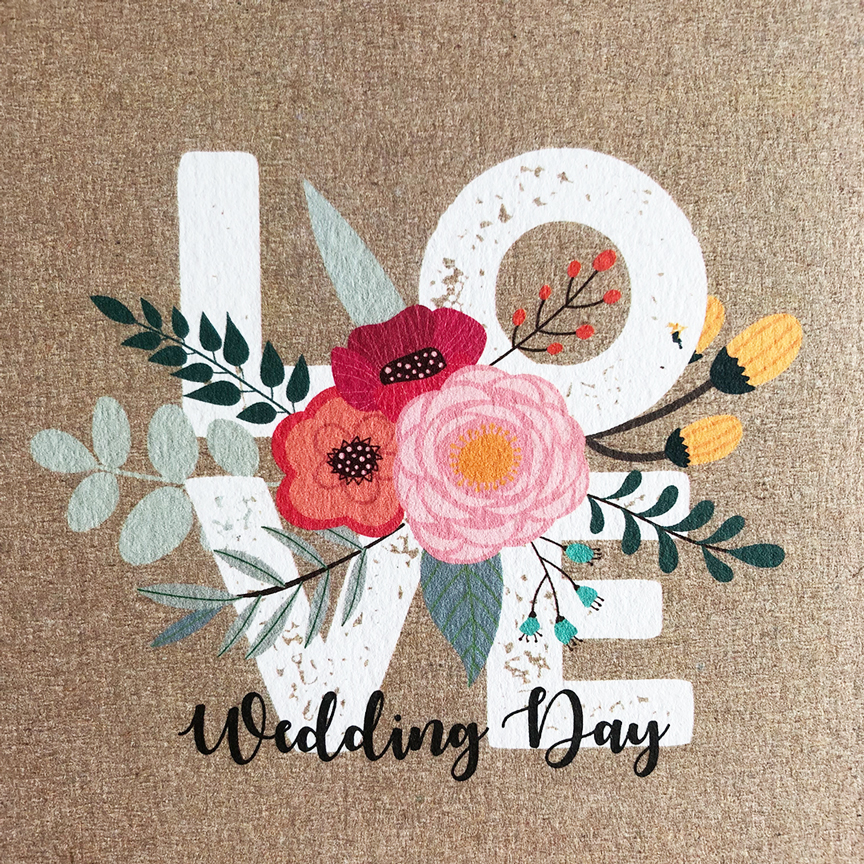 Faire-part de mariage, papier craft, motifs à fleurs.